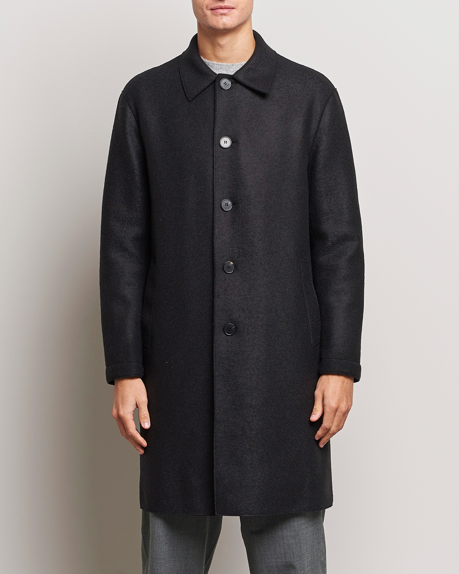 Herre | Moderne jakker | Harris Wharf London | Pressed Wool Mac Coat Black