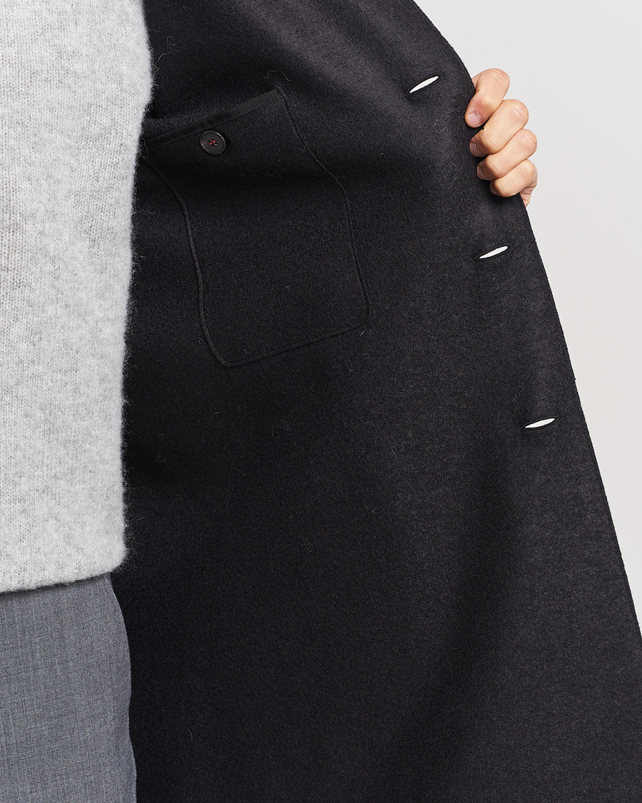 Herre | Jakker | Harris Wharf London | Pressed Wool Mac Coat Black