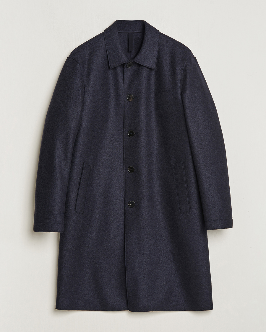Herre | Jakker | Harris Wharf London | Pressed Wool Mac Coat Navy