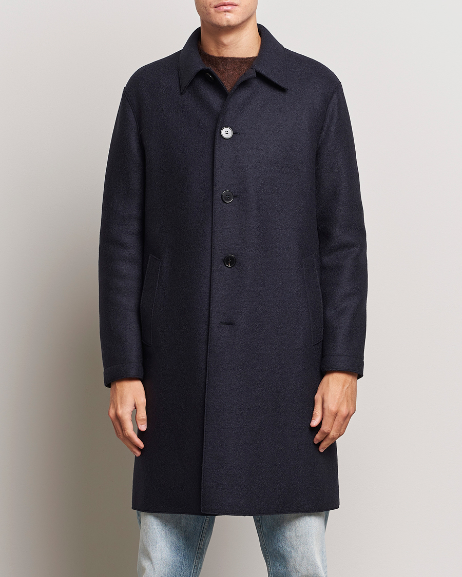 Herre | Jakker | Harris Wharf London | Pressed Wool Mac Coat Navy