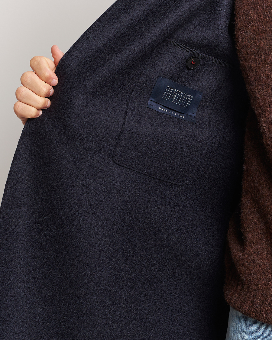 Herre | Jakker | Harris Wharf London | Pressed Wool Mac Coat Navy
