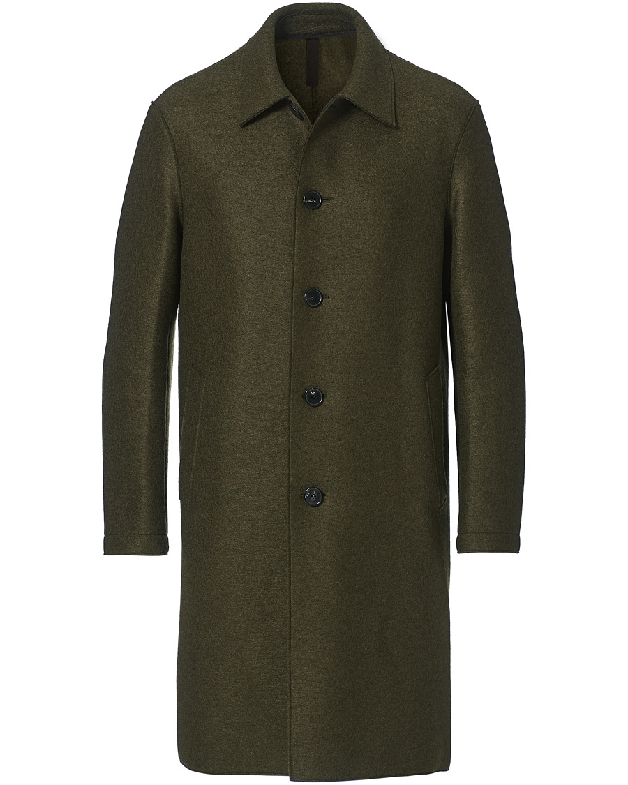 Herre | Jakker | Harris Wharf London | Pressed Wool Mac Coat Moss Green