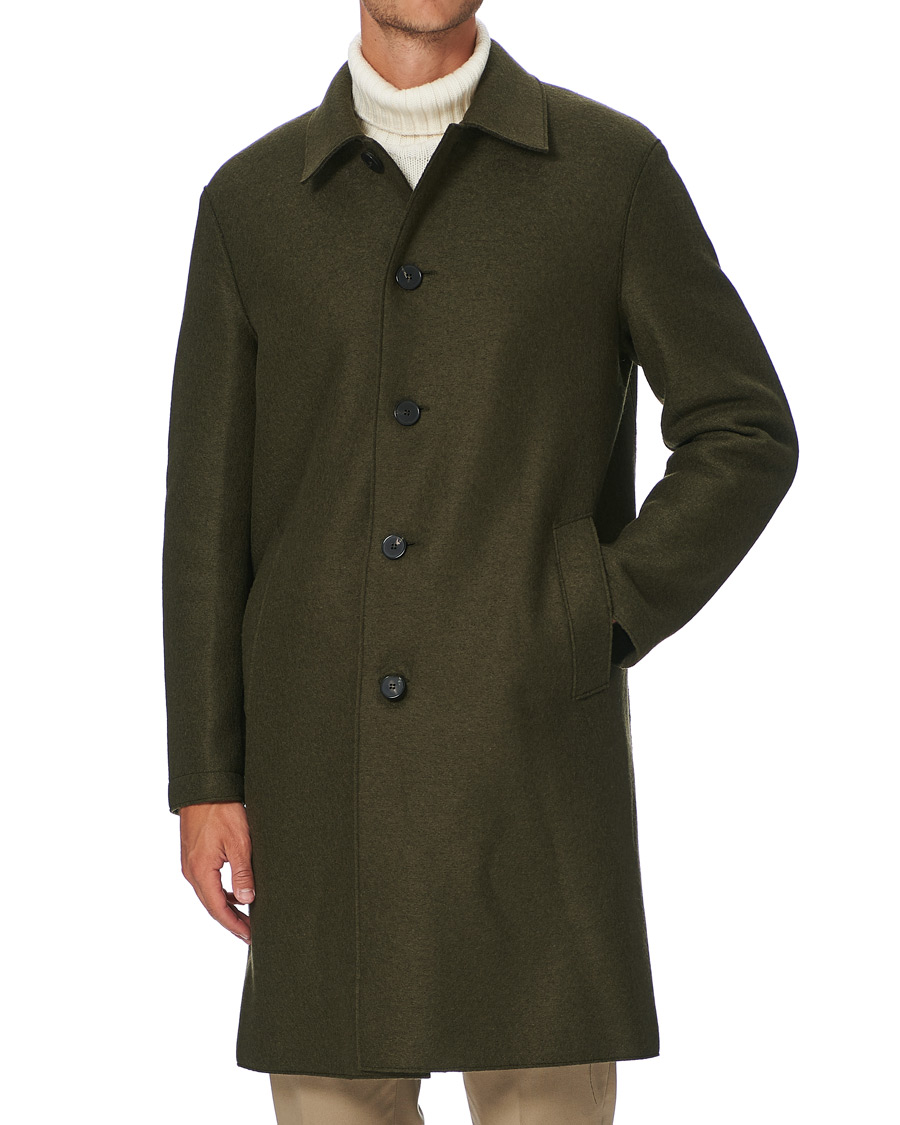 Herre | Jakker | Harris Wharf London | Pressed Wool Mac Coat Moss Green