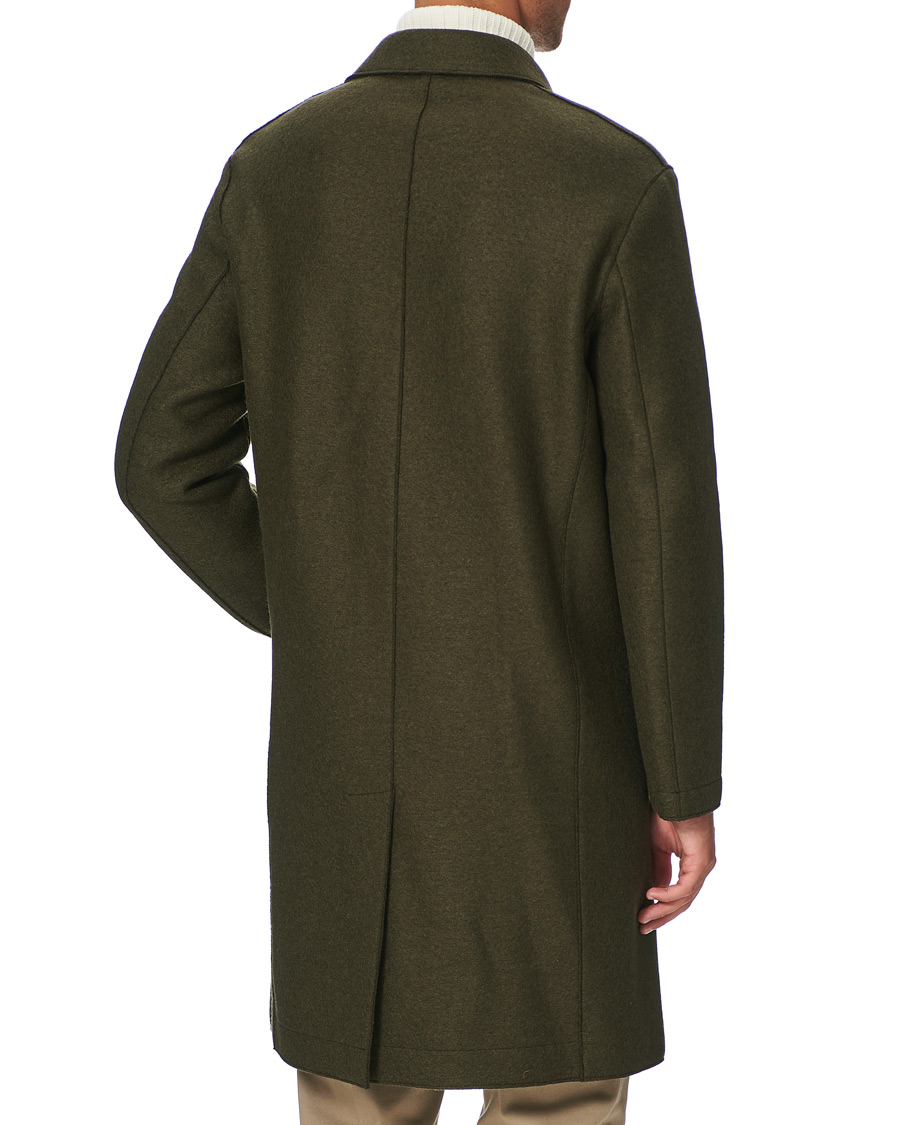 Herre | Jakker | Harris Wharf London | Pressed Wool Mac Coat Moss Green