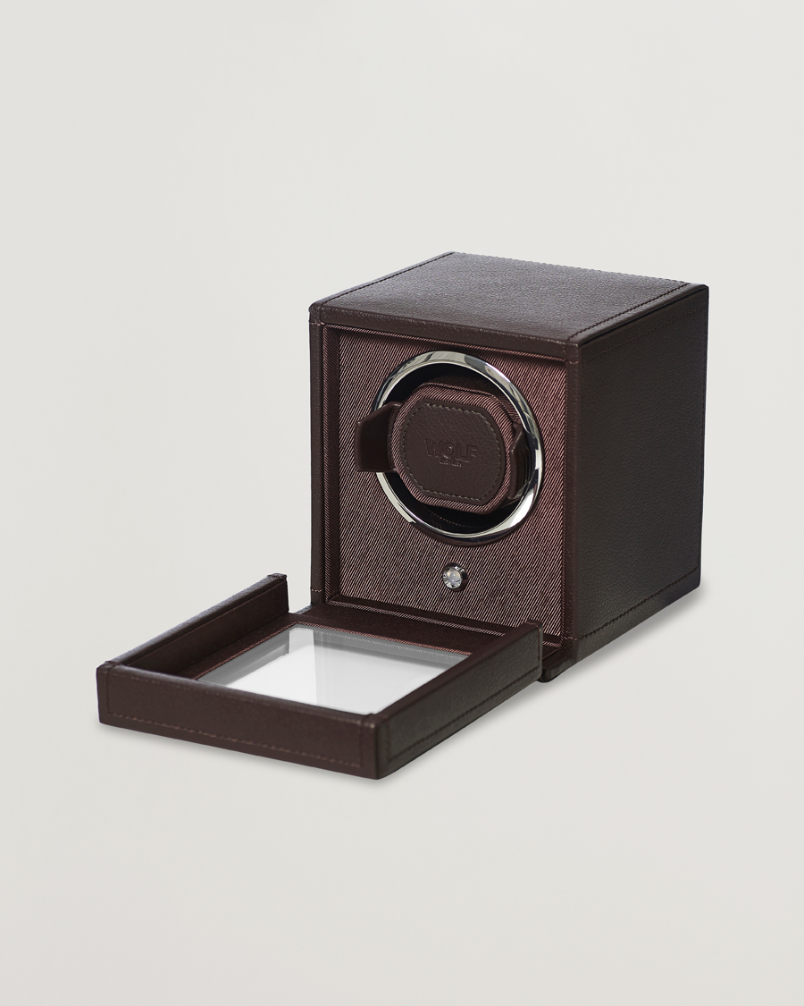 Herre | Klokke- og smykkeskrin | WOLF | Cub Single Winder With Cover Dark Brown