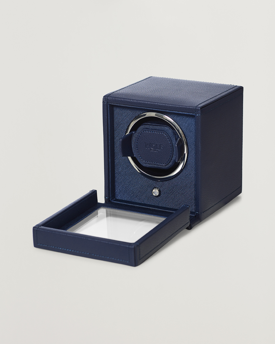 Herre | Klokke- og smykkeskrin | WOLF | WOLFCub Single Watch Winder With CoverNavy