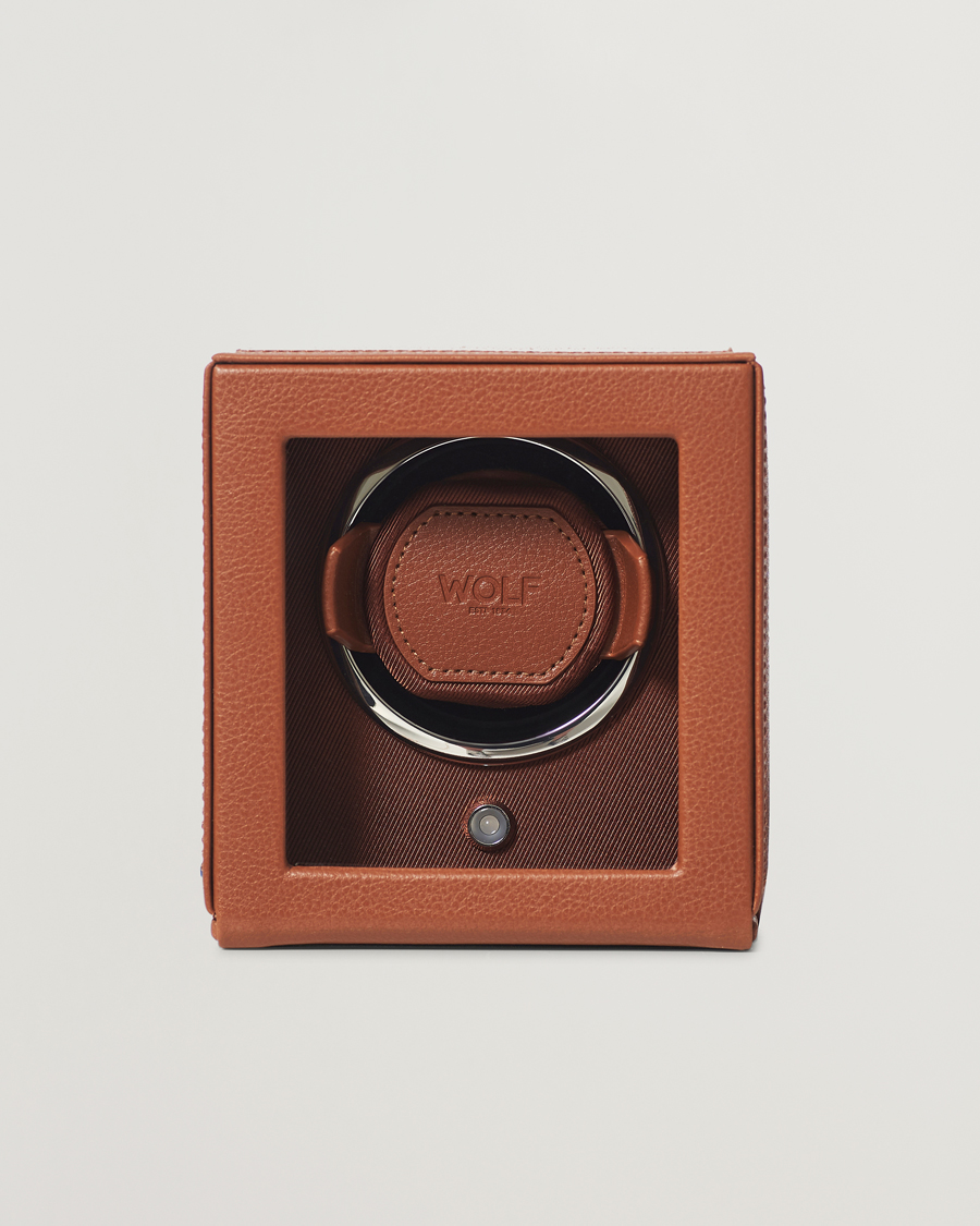 Herre | Klokke- og smykkeskrin | WOLF | Cub Single Winder With Cover Cognac