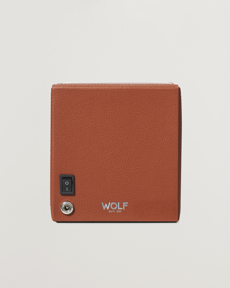Herre | Klokke- og smykkeskrin | WOLF | Cub Single Winder With Cover Cognac