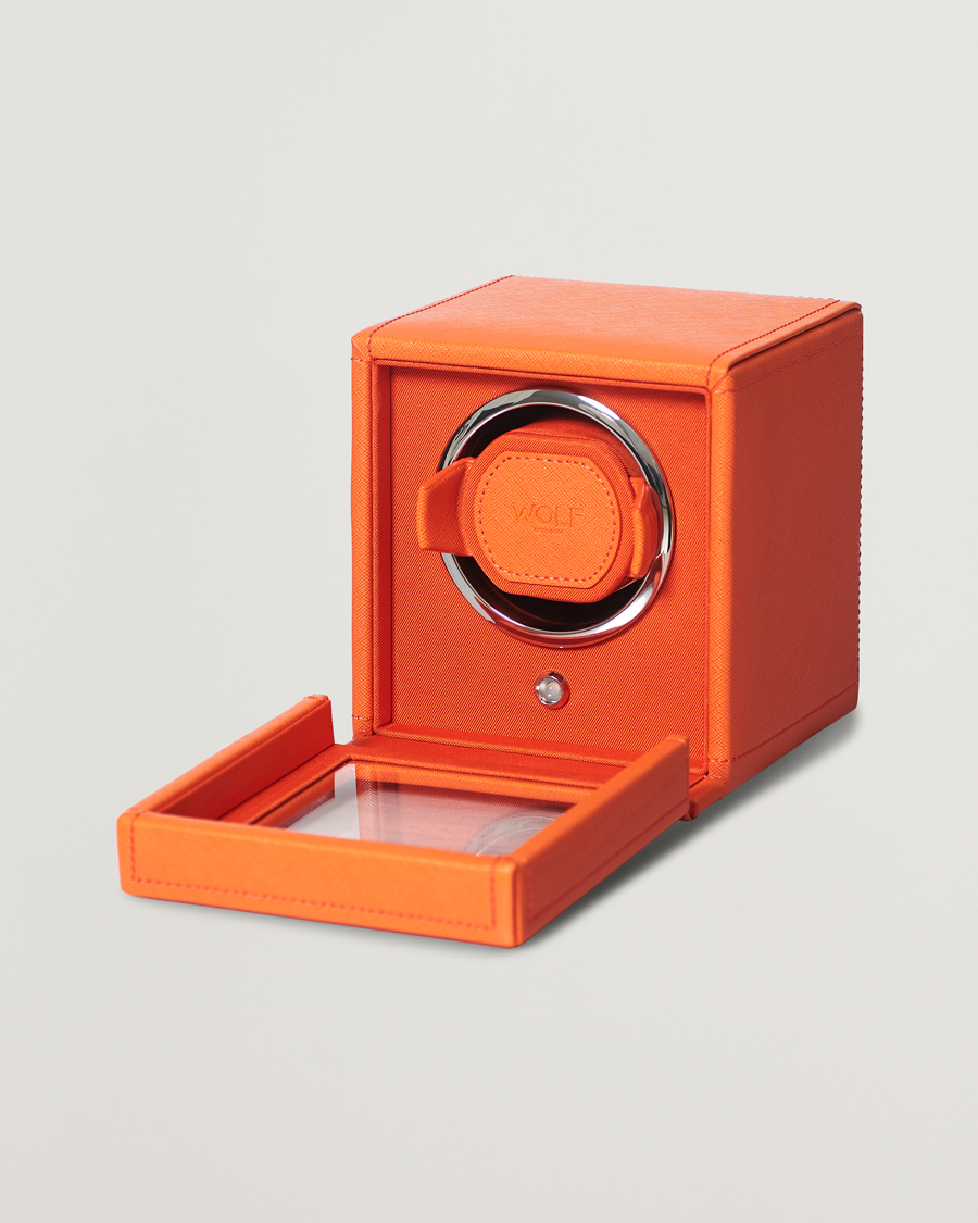 Herre | Klokke- og smykkeskrin | WOLF | Cub Single Winder With Cover Orange