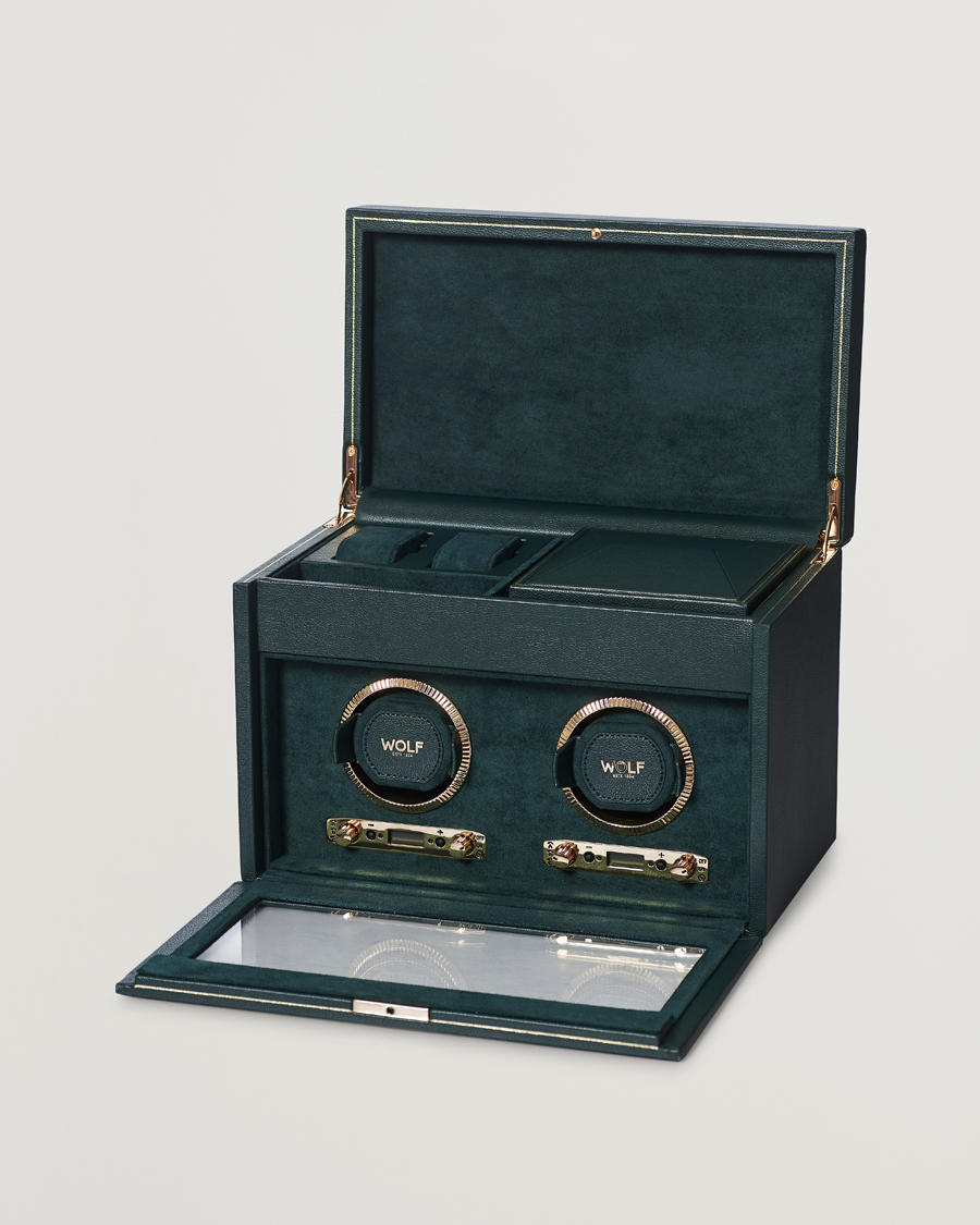 Herre | Klokke- og smykkeskrin | WOLF | British Racing Green Double Watch Winder