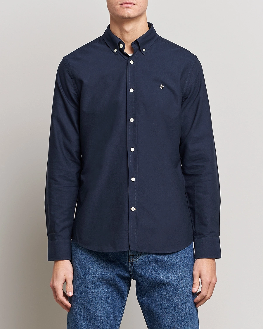 Herre | Casual | Morris | Oxford Button Down Cotton Shirt Navy