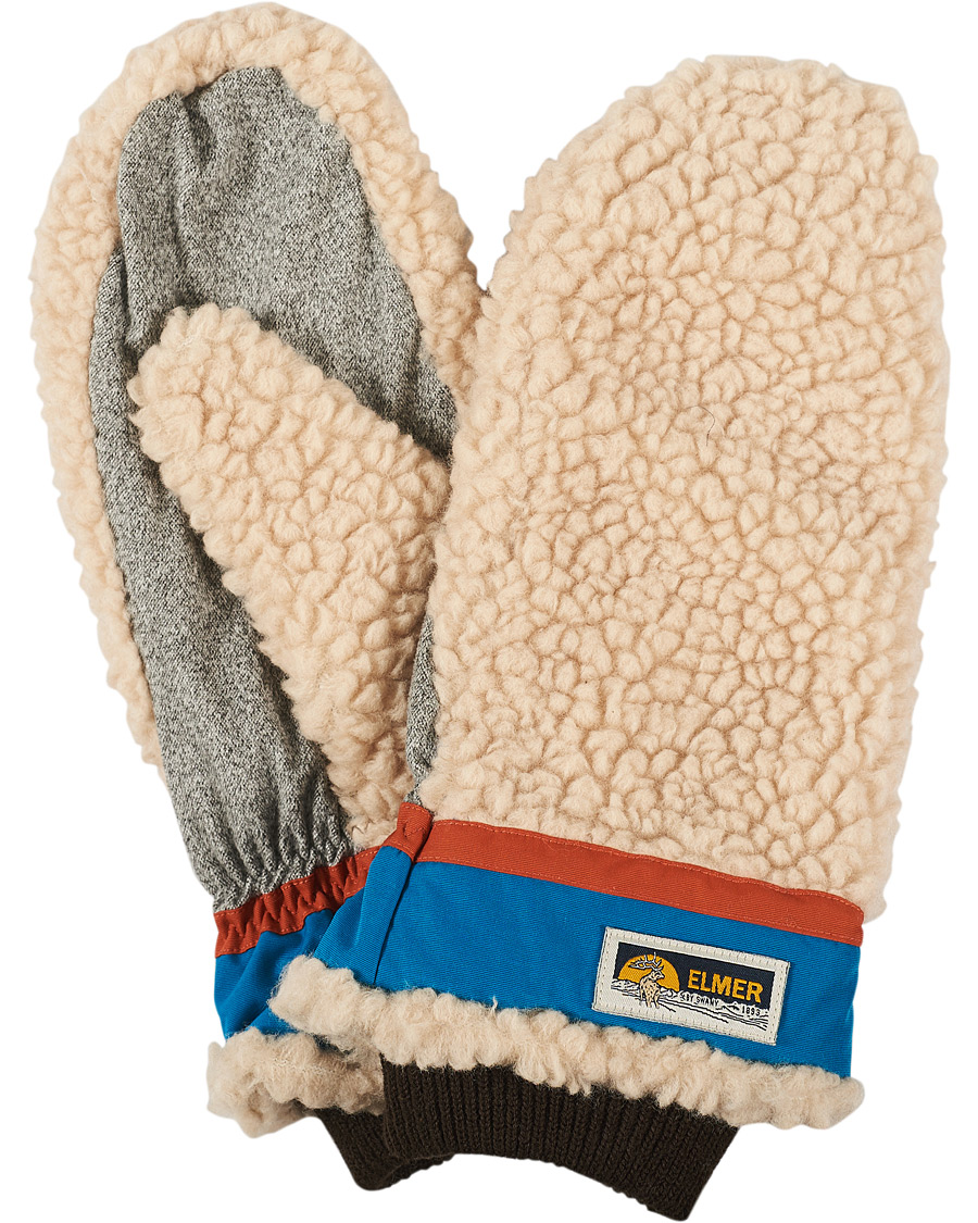Herre | Elmer by Swany Miyo Wool Teddy Mittens Beige/Blue | Elmer by Swany | Miyo Wool Teddy Mittens Beige/Blue