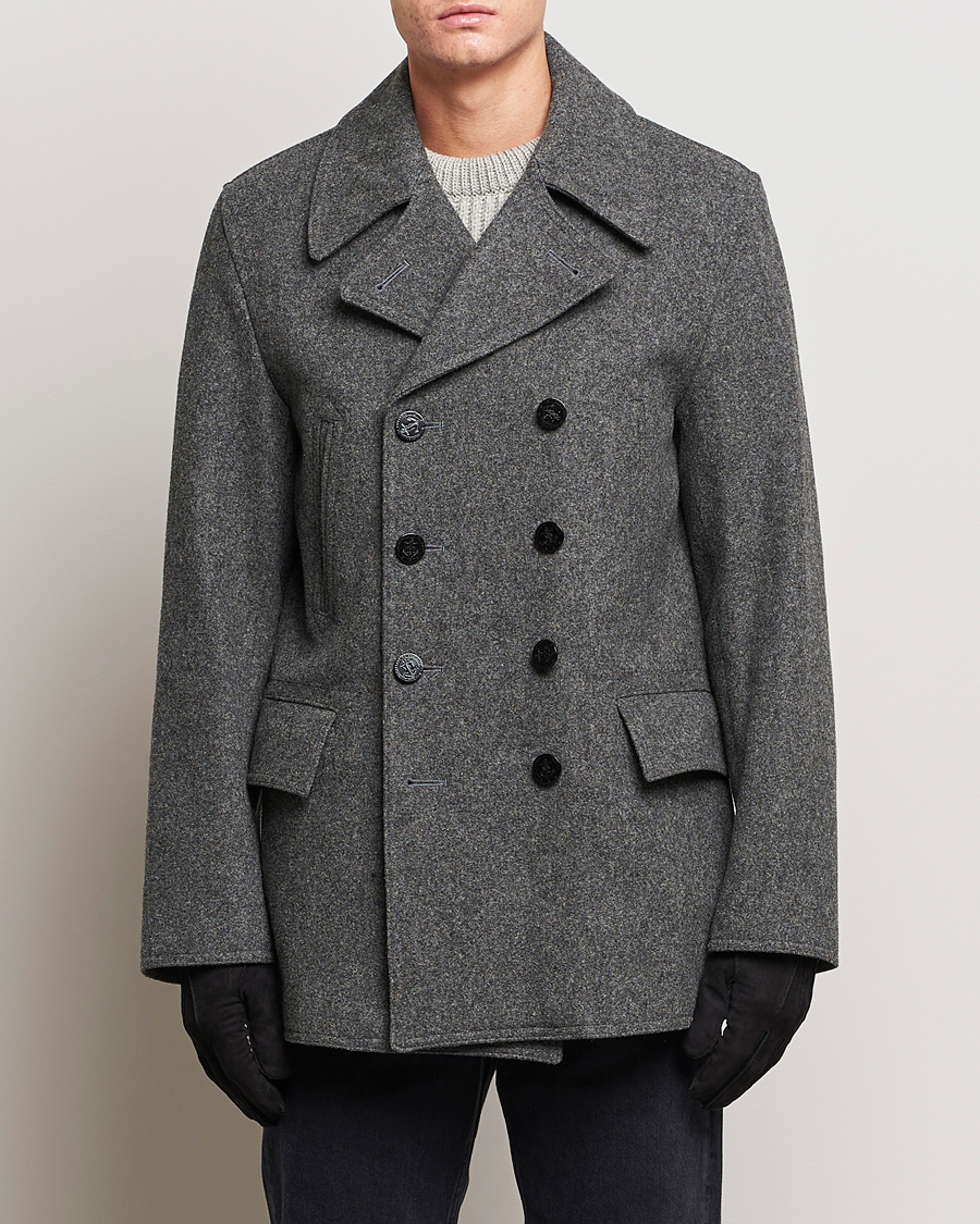 Herre | Skipperjakker | Gloverall | Churchill Reefer Peacoat Grey
