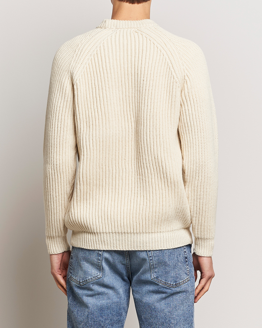 Herre | Gensere | Gloverall | Fisherman Rib Chunky Wool Crew Neck Ecru