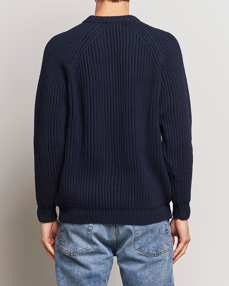 Herre | Gensere | Gloverall | Fisherman Rib Chunky Wool Crew Navy