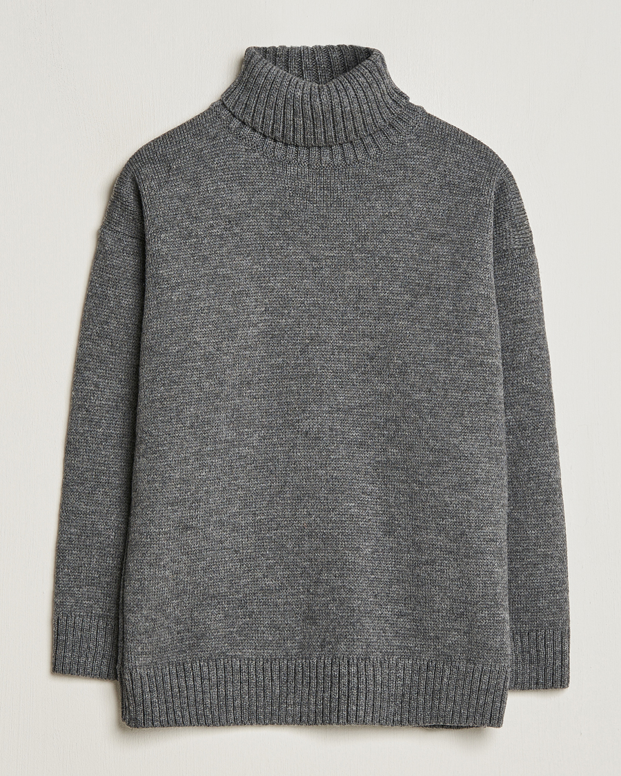 Herre | Gensere | Gloverall | Submariner Chunky Wool Roll Neck Grey