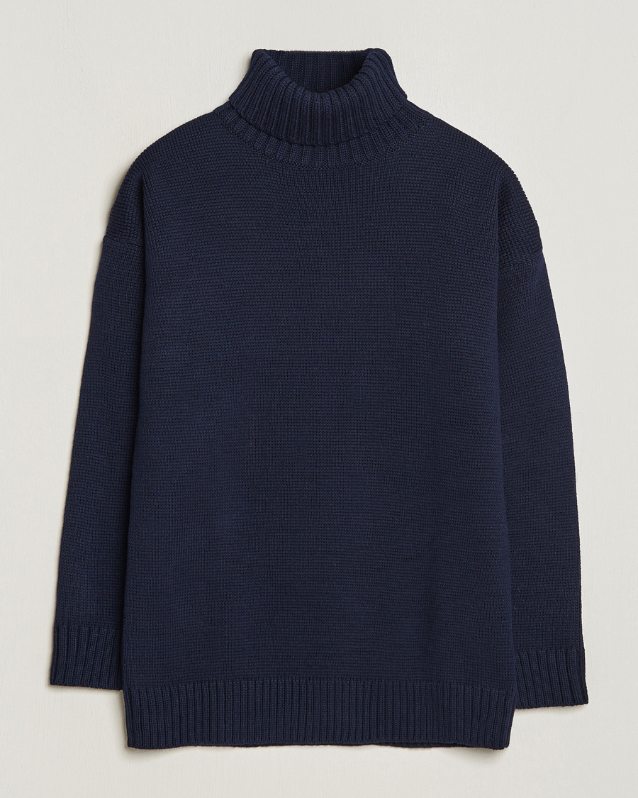 Herre | Gensere | Gloverall | Submariner Chunky Wool Roll Neck Navy