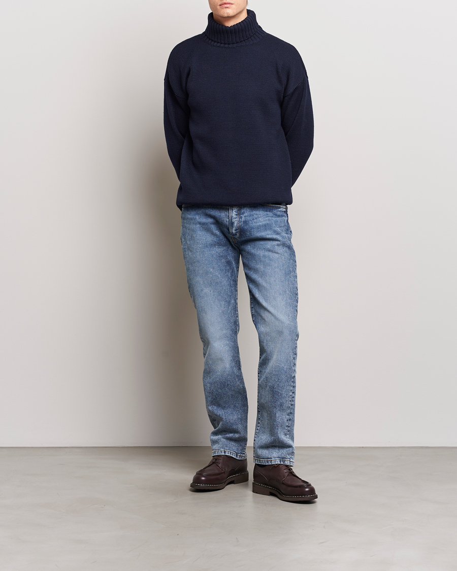Herre | Gensere | Gloverall | Submariner Chunky Wool Roll Neck Navy