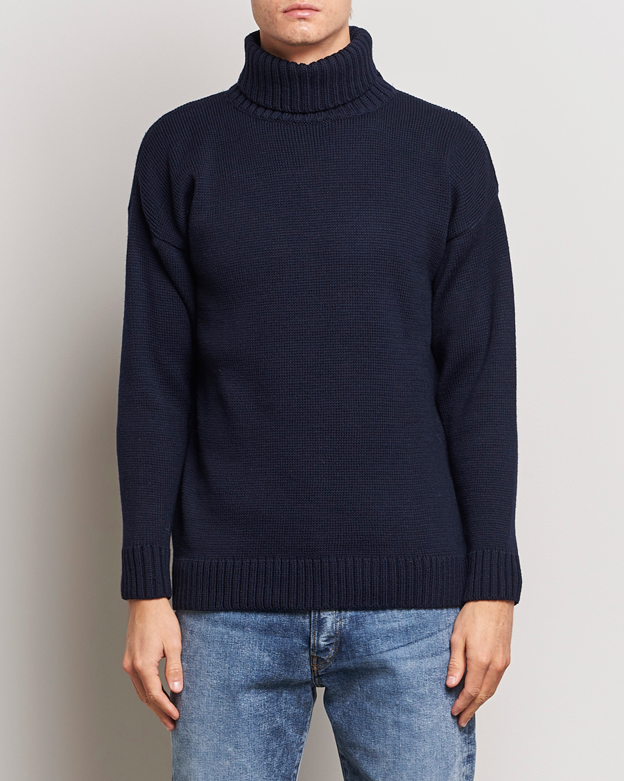 Herre | Gensere | Gloverall | Submariner Chunky Wool Roll Neck Navy