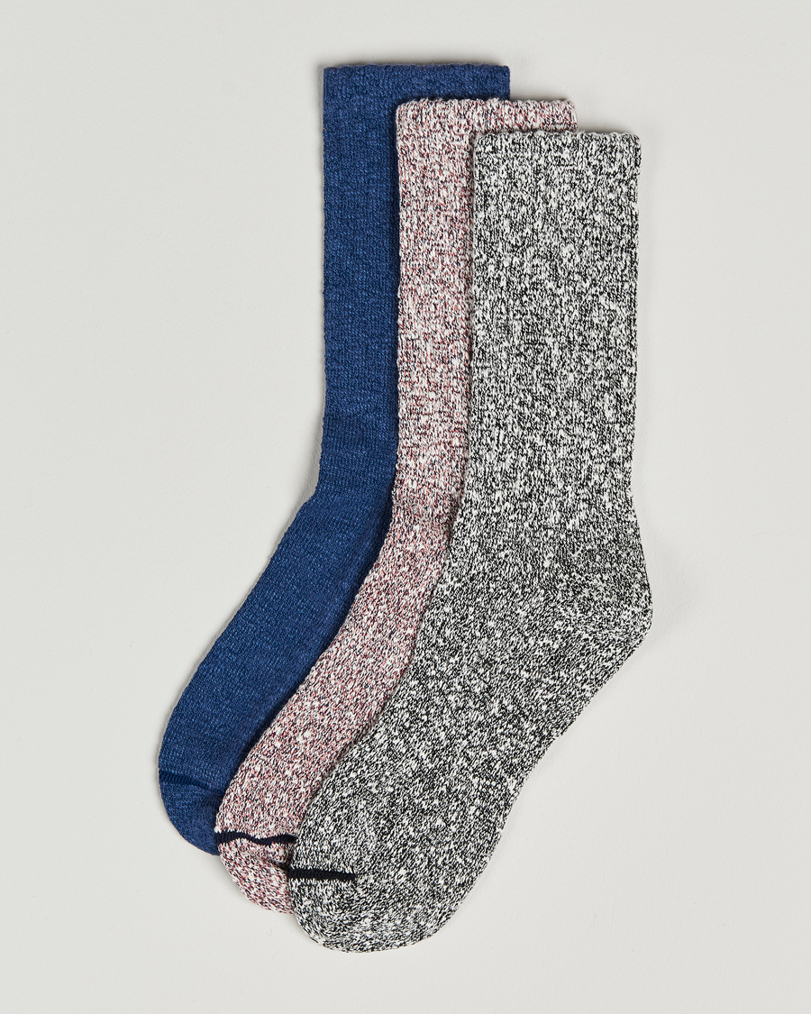 Herre | Undertøy | Red Wing Shoes | Cotton Ragg Crew 3-Pack Pink/Blue/Black