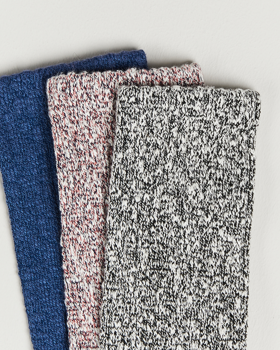 Herre | Undertøy | Red Wing Shoes | Cotton Ragg Crew 3-Pack Pink/Blue/Black