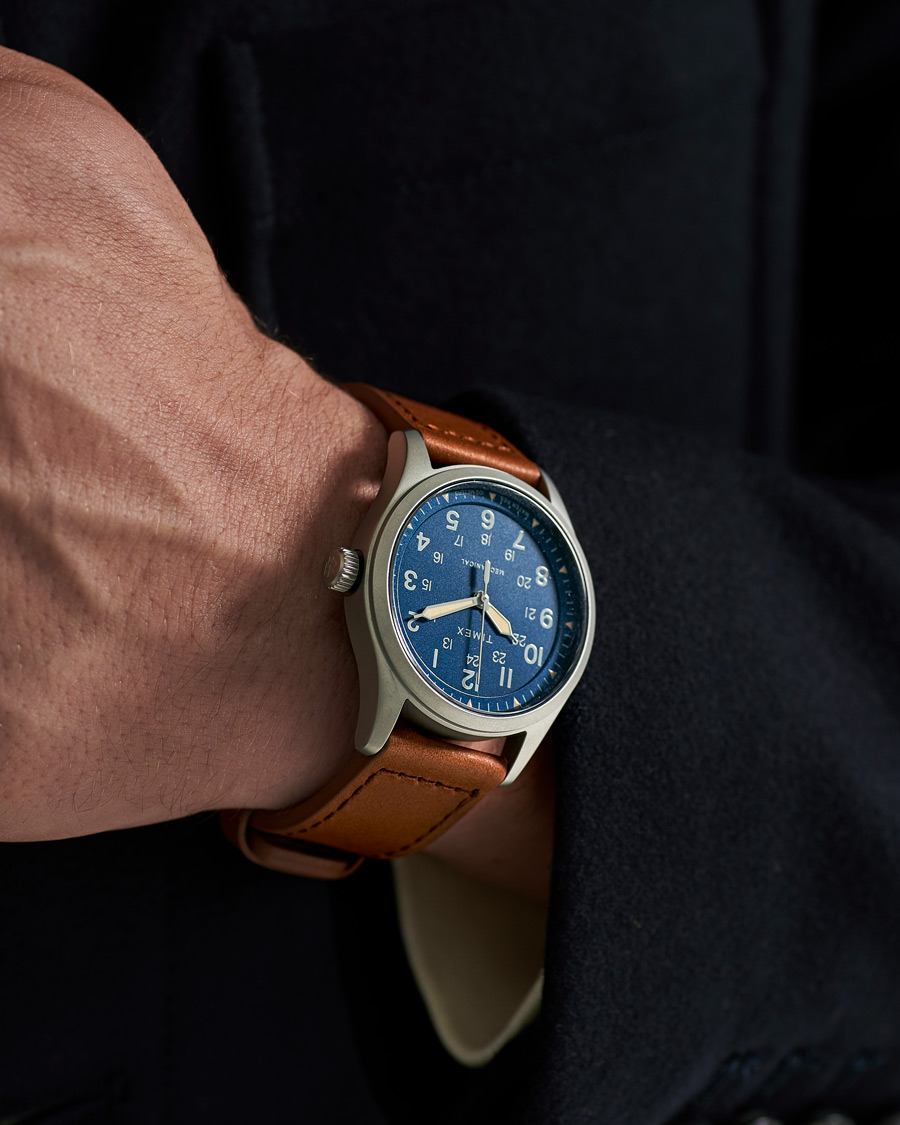 Herre | Skinnrem | Timex | Field Post Mechanical Watch 38mm Blue Dial