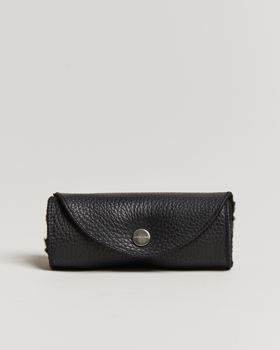 Herre | John Lobb Grain Leather Buffing Glove Black Fur | John Lobb | Grain Leather Buffing Glove Black Fur