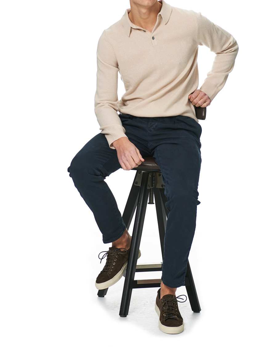 Herre | Gensere | People's Republic of Cashmere | Cashmere Long Sleeve Polo Cream