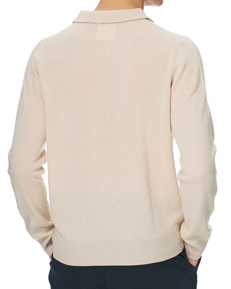Herre | Gensere | People's Republic of Cashmere | Cashmere Long Sleeve Polo Cream