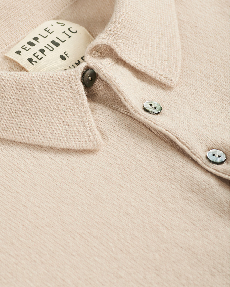 Herre | Gensere | People's Republic of Cashmere | Cashmere Long Sleeve Polo Cream