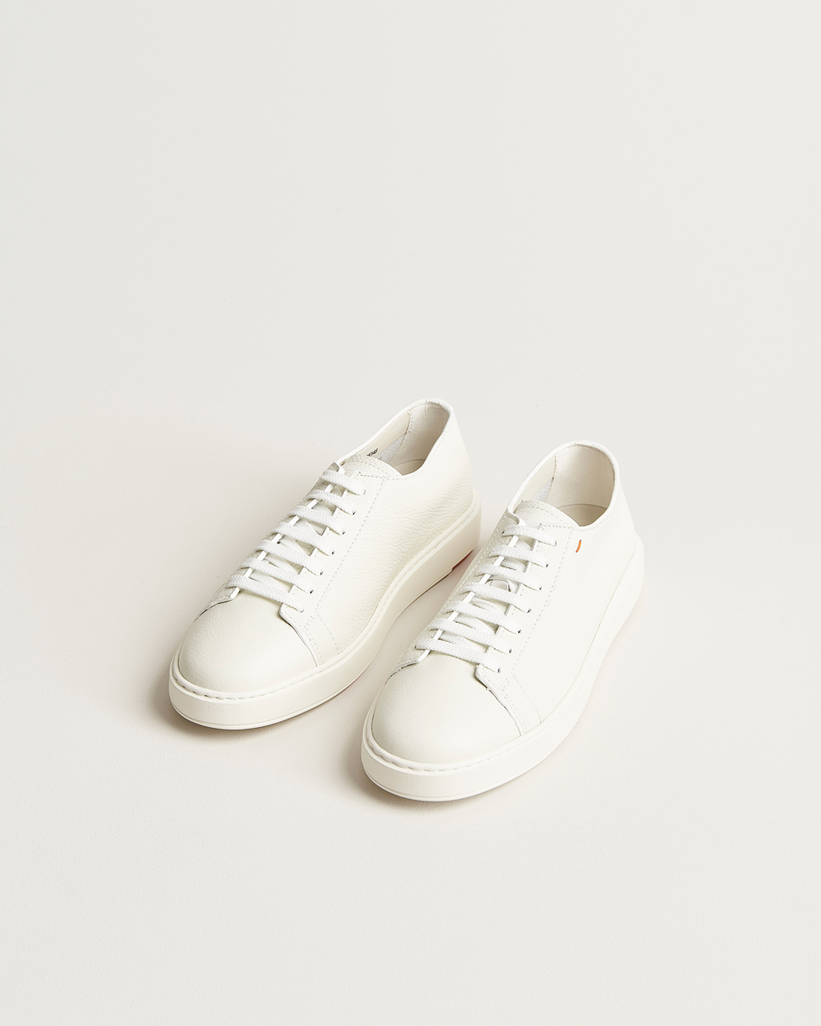 Herre | Italian Department | Santoni | Low Top Grain Leather Sneaker White Calf