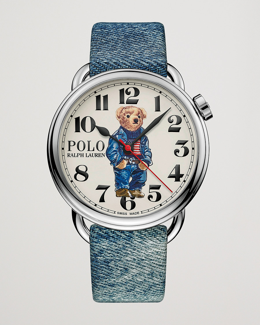 Herre | Polo Ralph Lauren 42mm Automatic Denim Flag Bear Steel With White Dial | Polo Ralph Lauren | 42mm Automatic Denim Flag Bear Steel With White Dial