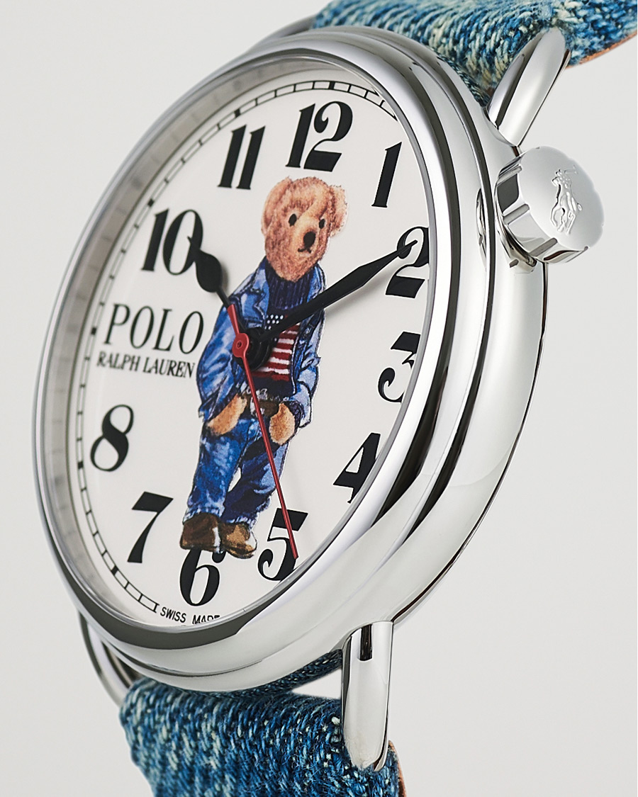 Herre | Polo Ralph Lauren 42mm Automatic Denim Flag Bear Steel With White Dial | Polo Ralph Lauren | 42mm Automatic Denim Flag Bear Steel With White Dial
