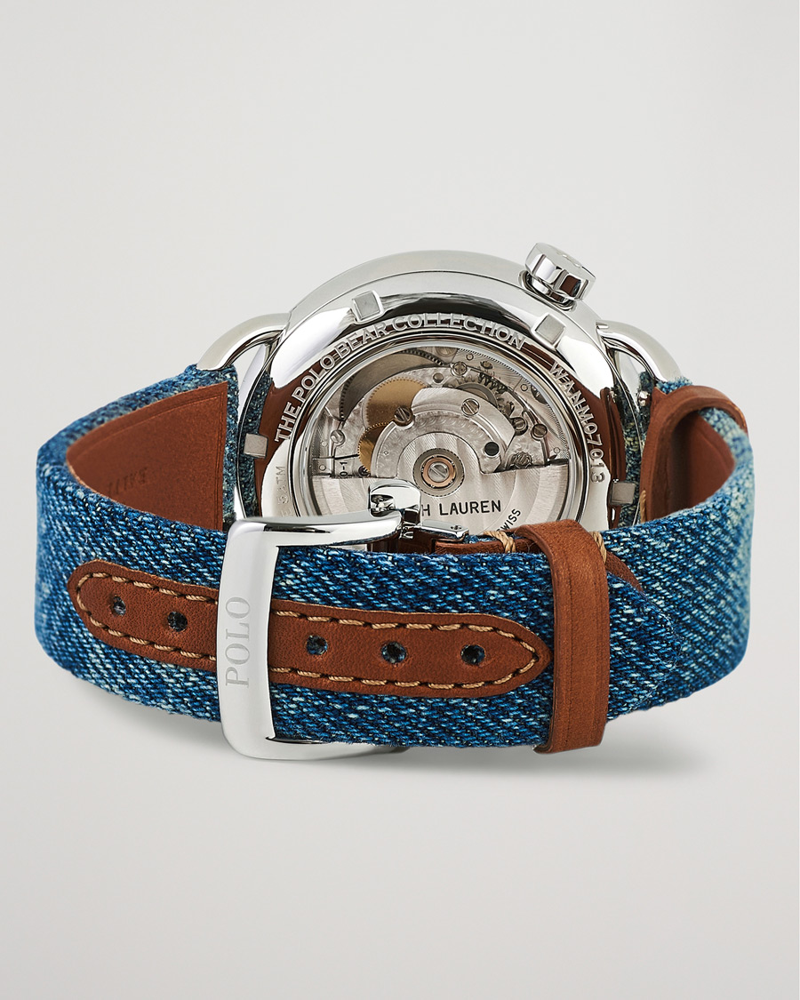 Herre | Polo Ralph Lauren 42mm Automatic Denim Flag Bear Steel With White Dial | Polo Ralph Lauren | 42mm Automatic Denim Flag Bear Steel With White Dial