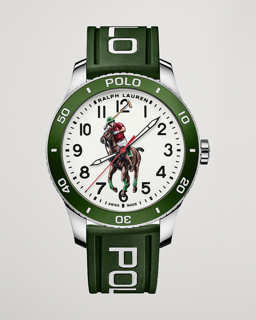 Herre | Fine watches | Polo Ralph Lauren | 42mm Automatic Pony Player  White Dial/Green Bezel