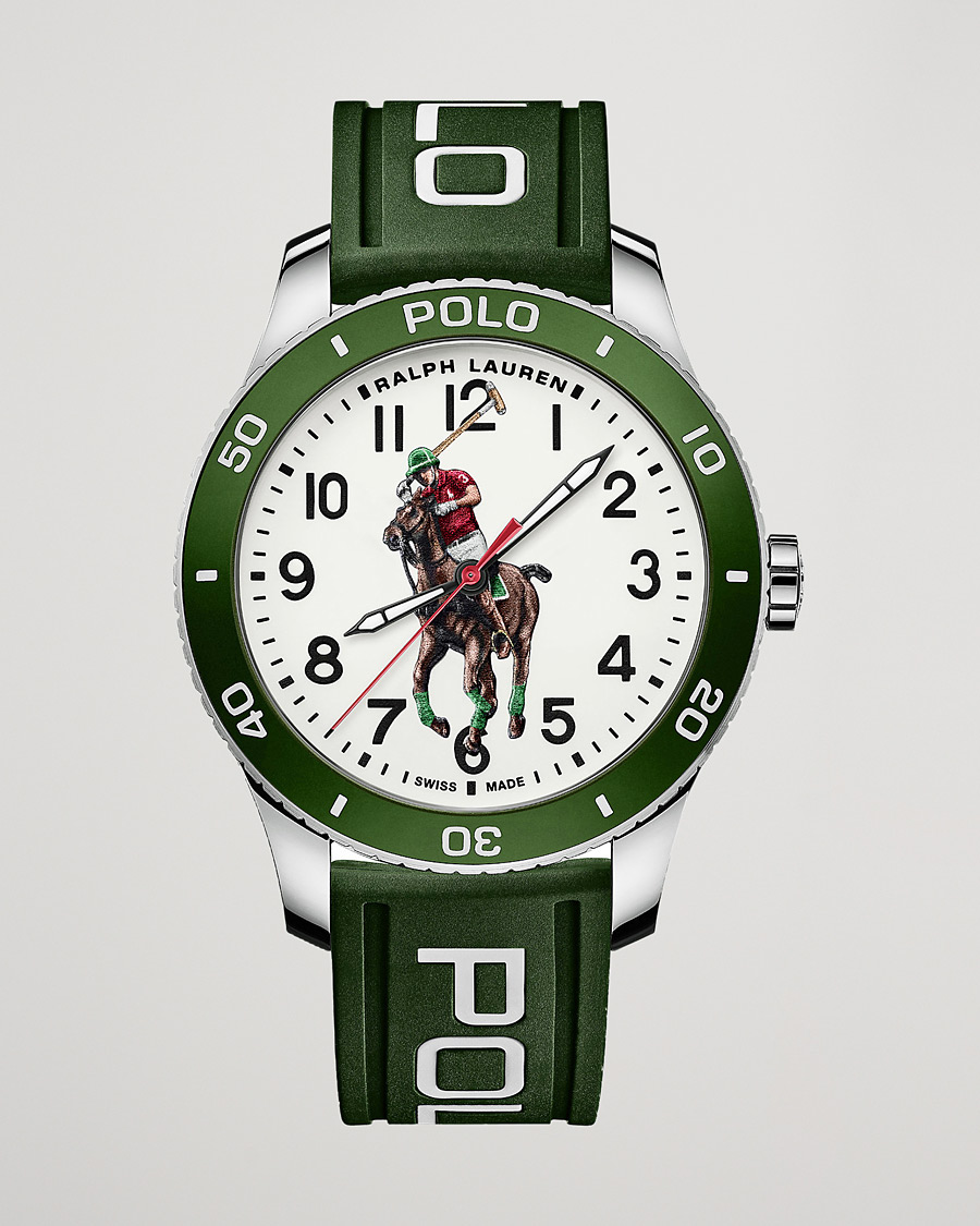 Herre | Polo Ralph Lauren 42mm Automatic Pony Player White Dial/Green Bezel | Polo Ralph Lauren | 42mm Automatic Pony Player White Dial/Green Bezel