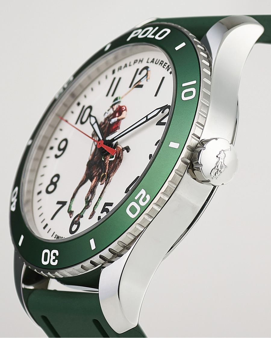 Herre | Polo Ralph Lauren 42mm Automatic Pony Player White Dial/Green Bezel | Polo Ralph Lauren | 42mm Automatic Pony Player White Dial/Green Bezel