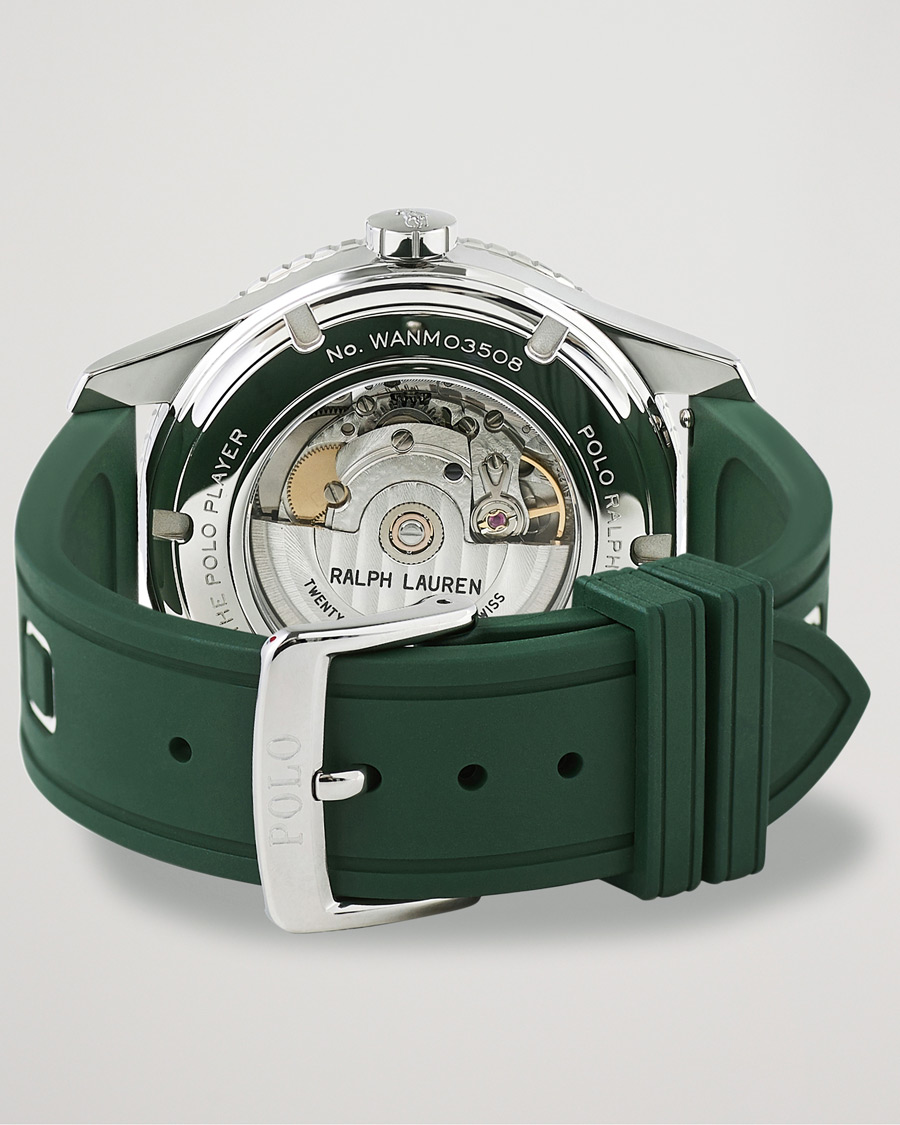 Herre | Polo Ralph Lauren 42mm Automatic Pony Player White Dial/Green Bezel | Polo Ralph Lauren | 42mm Automatic Pony Player White Dial/Green Bezel