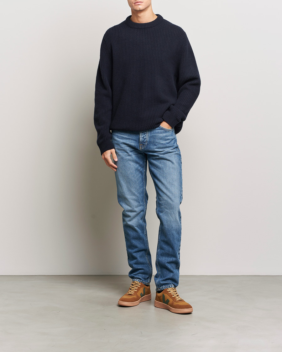 Herre | Gensere | Nudie Jeans | August Wool Rib Knitted Sweater Navy