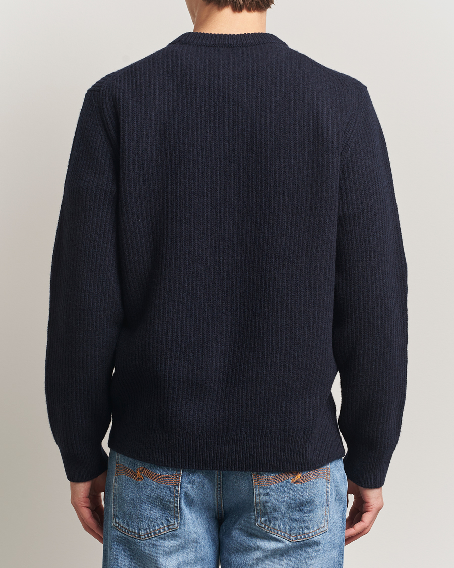 Herre | Gensere | Nudie Jeans | August Wool Rib Knitted Sweater Navy