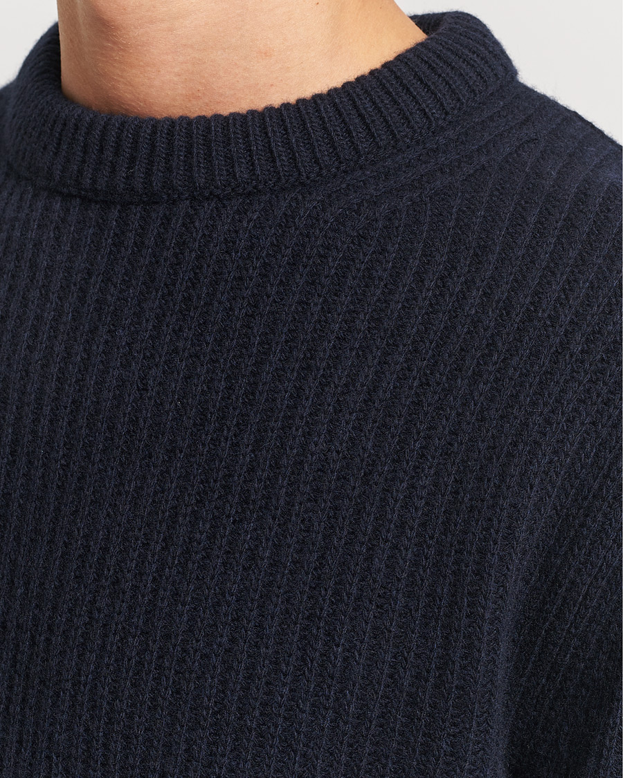 Herre | Gensere | Nudie Jeans | August Wool Rib Knitted Sweater Navy