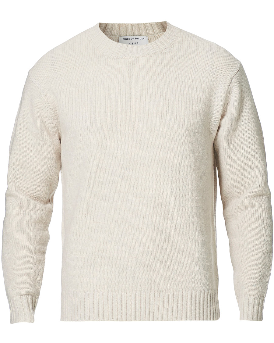 Herre | Gensere | Tiger of Sweden | Danzon Recycle Wool Knitted Crew Neck Buttercreme