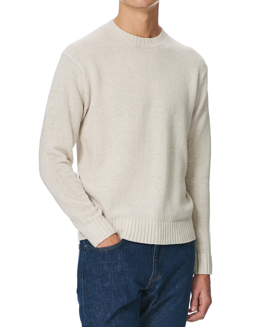 Herre | Gensere | Tiger of Sweden | Danzon Recycle Wool Knitted Crew Neck Buttercreme