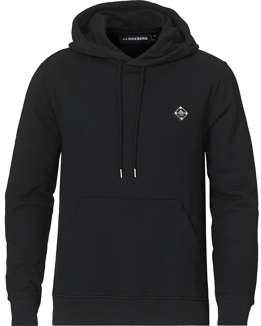 Herre | Gensere | J.Lindeberg | Throw Patch Cotton Hoodie Black