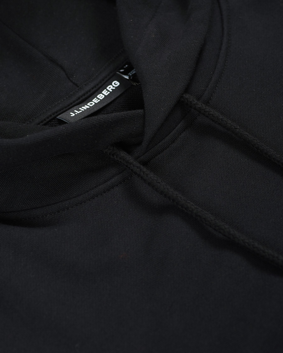 Herre | Gensere | J.Lindeberg | Throw Patch Cotton Hoodie Black
