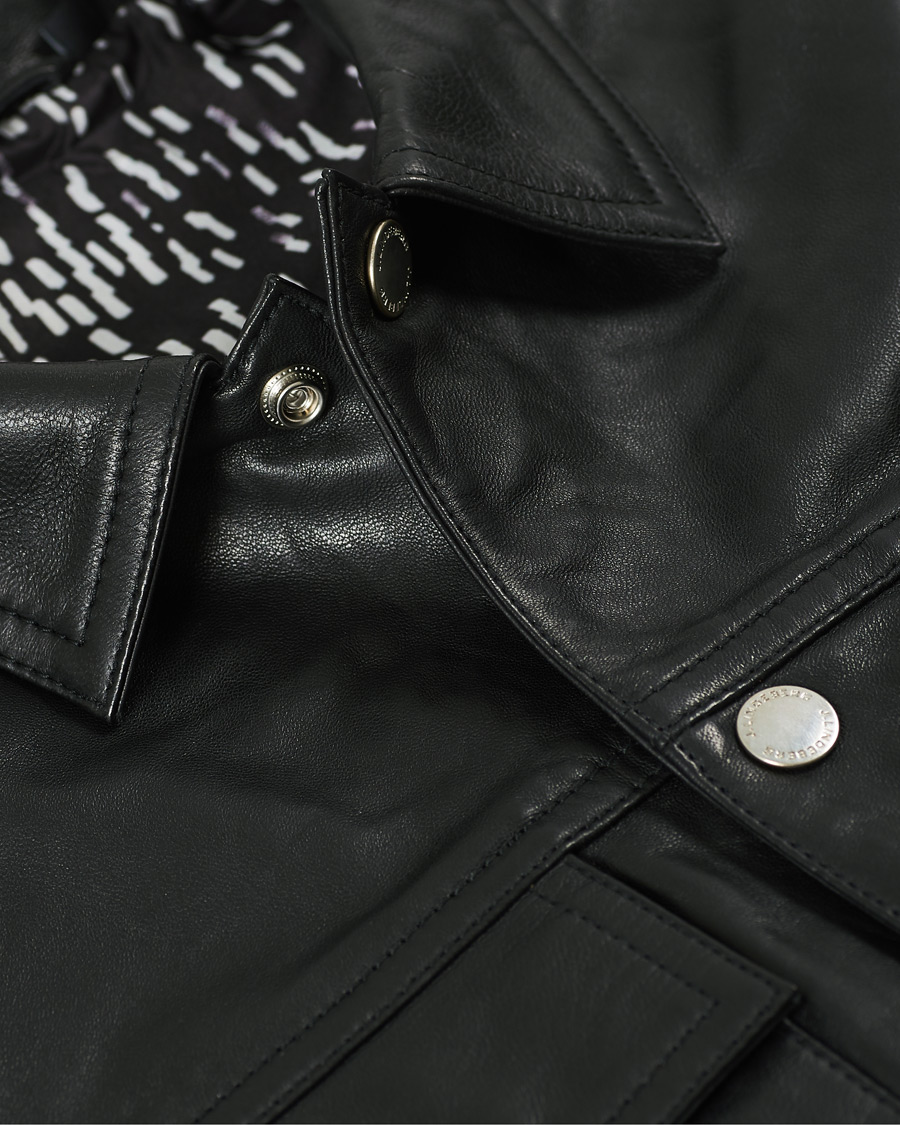 Herre | Skjorter | J.Lindeberg | Lenox Lambsnappa Leather Overshirt Black