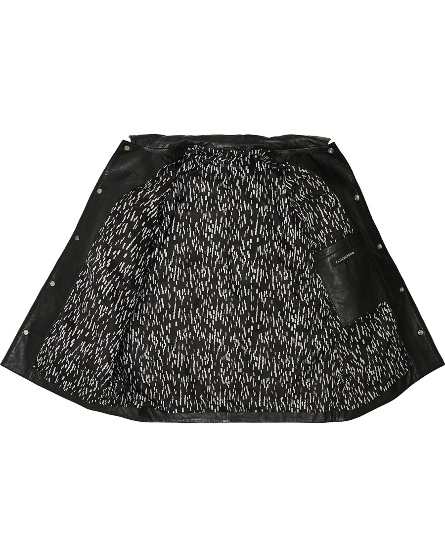 Herre | Skjorter | J.Lindeberg | Lenox Lambsnappa Leather Overshirt Black