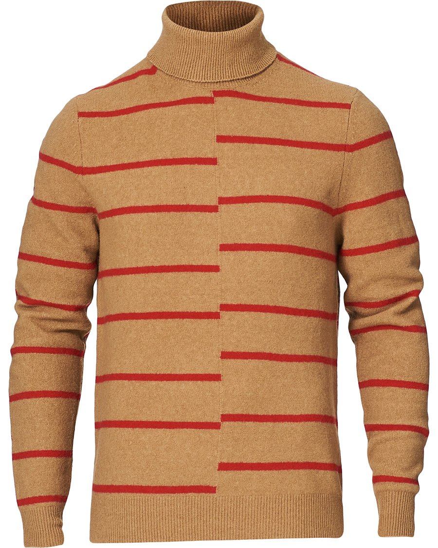 Herre | Gensere | J.Lindeberg | Floyd Striped Yak Blend Rollneck Tiger Brown
