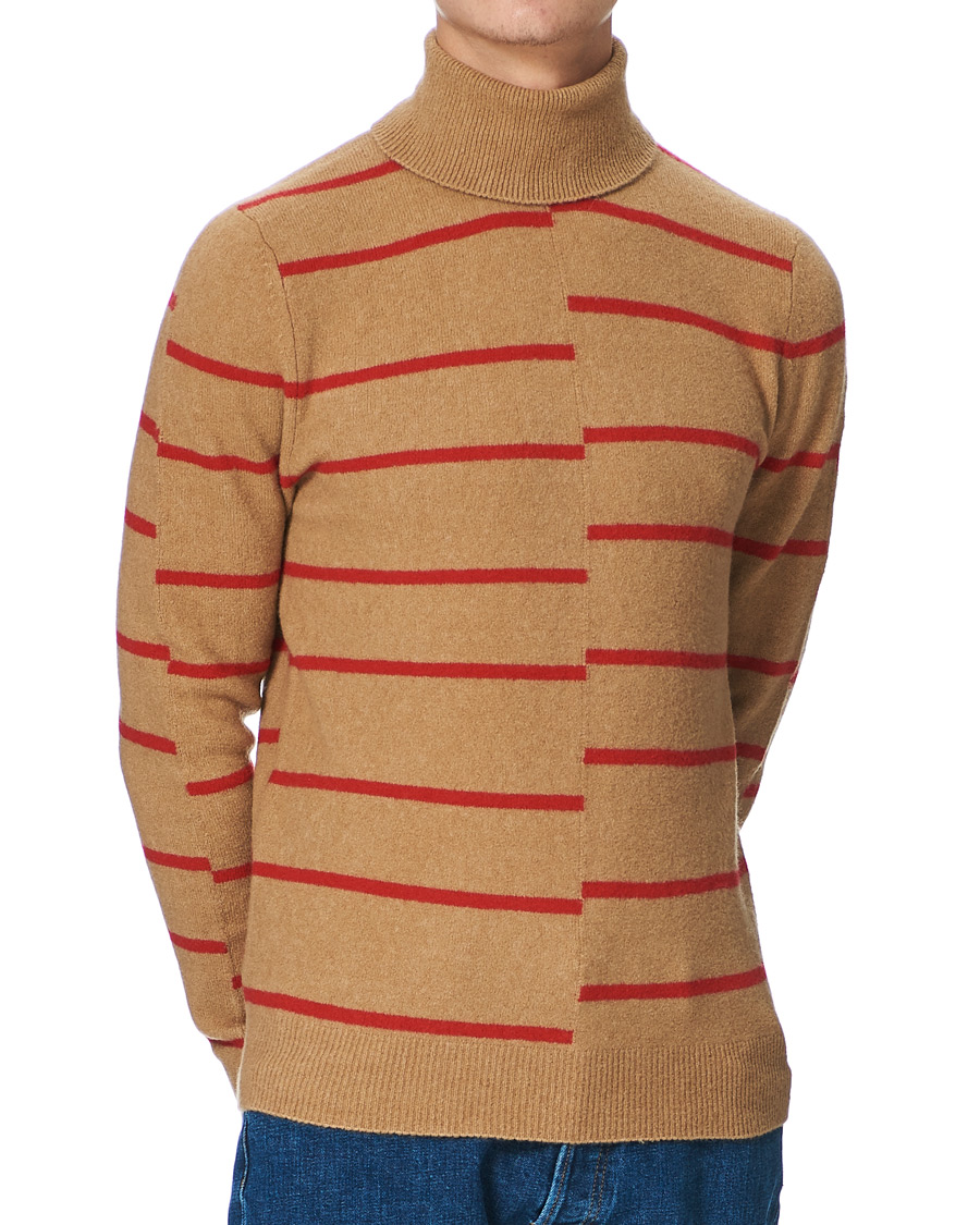 Herre | Gensere | J.Lindeberg | Floyd Striped Yak Blend Rollneck Tiger Brown