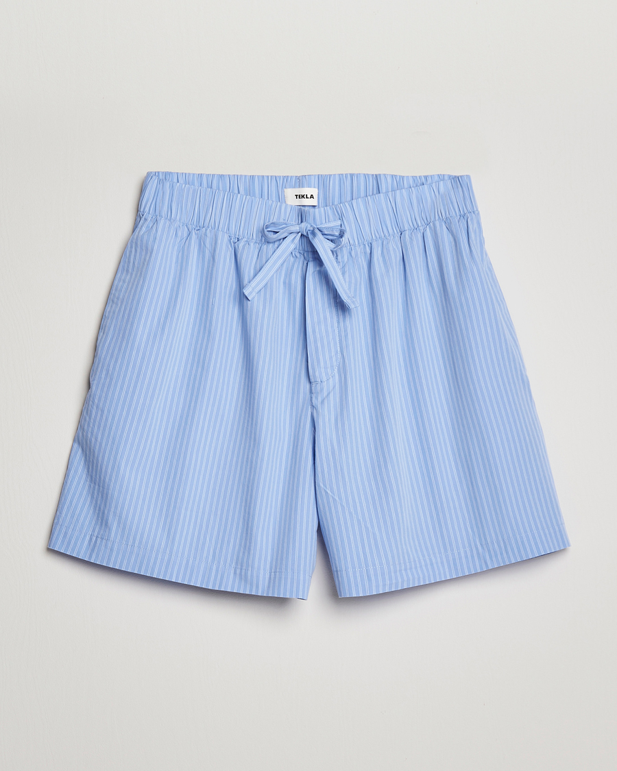 Herre | Pyjamaser og badekåper | Tekla | Poplin Pyjama Shorts Pin Stripes